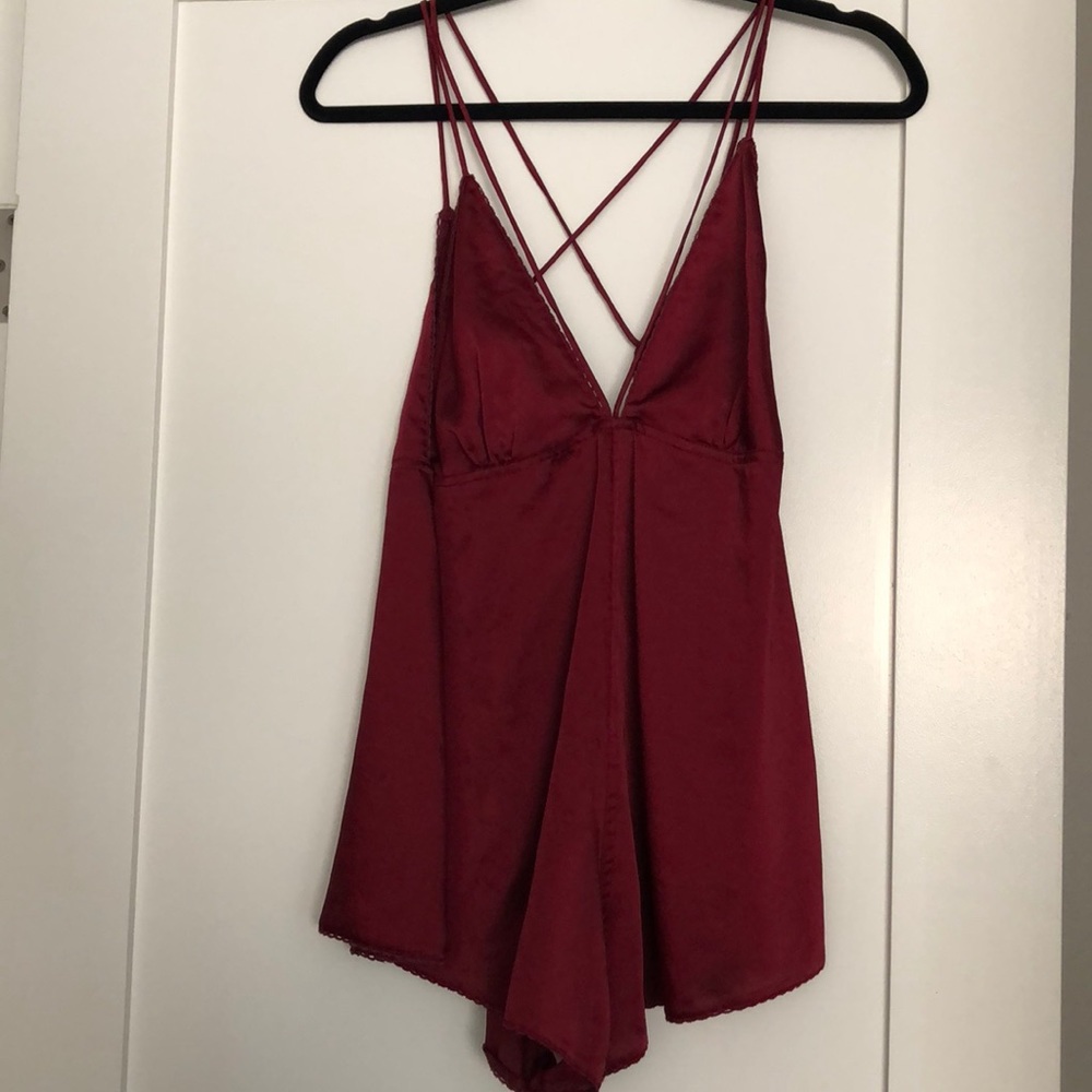 Silk Burgundy Romper